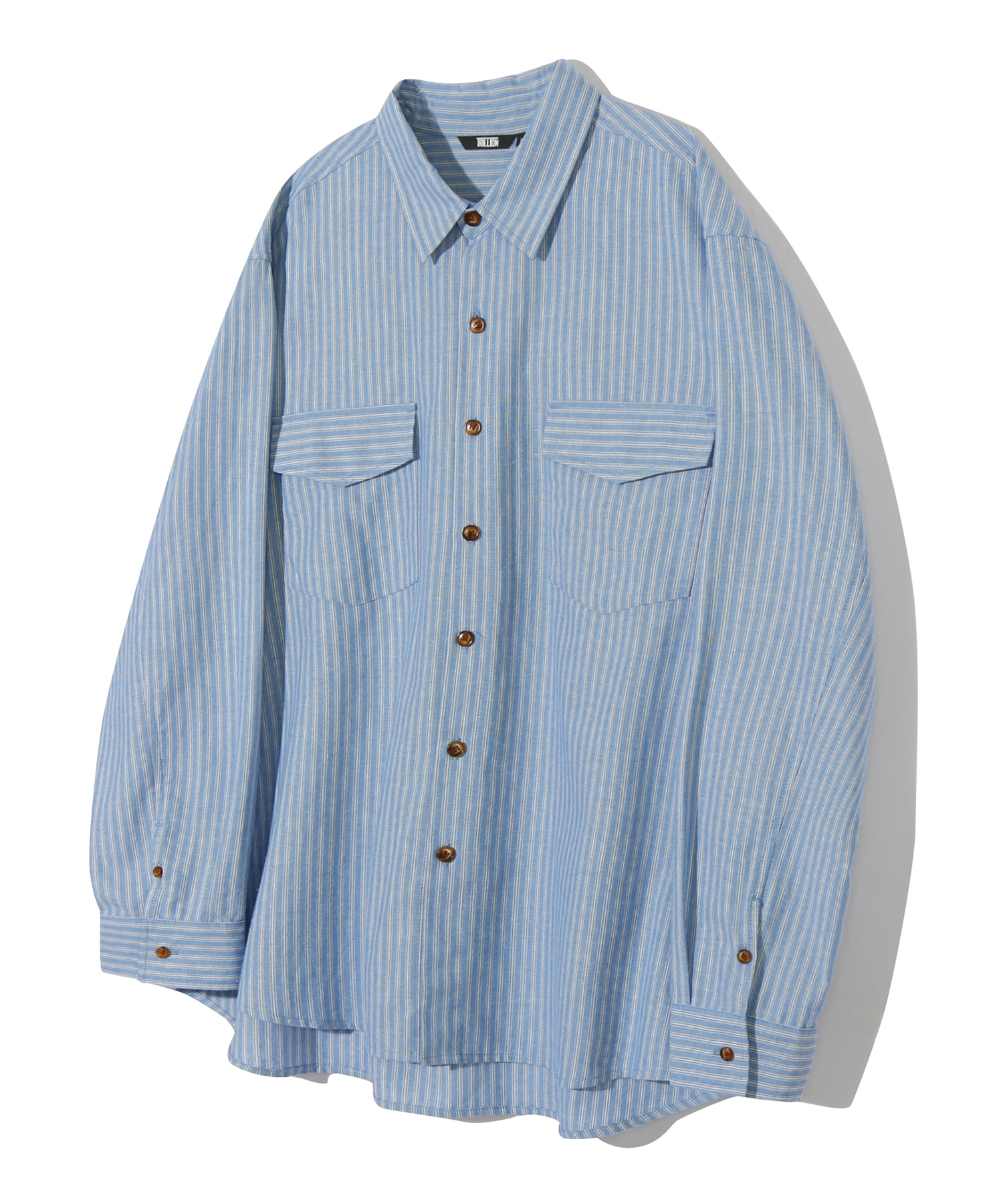 리조트 오가닉 스트라이프 오버핏 셔츠 (SKY BLUE)